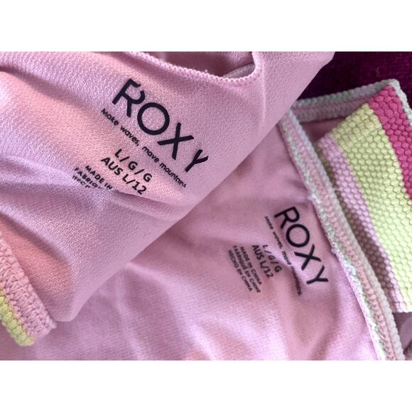 ROXY Soul Bikini Seacrest Stripe 2 Piece Set Large L Bralette Top Hipster Bottom - Picture 8 of 10